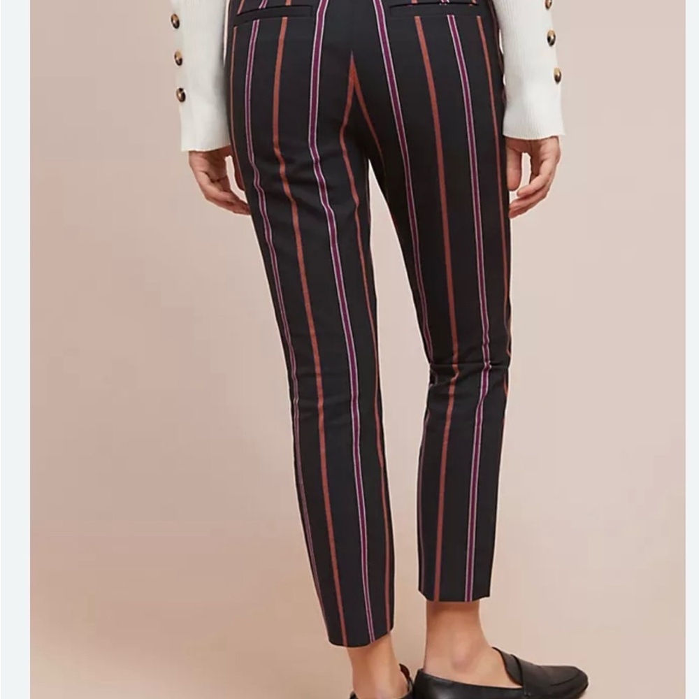 Anthropologie Black and Purple Cropped Ankle Pants